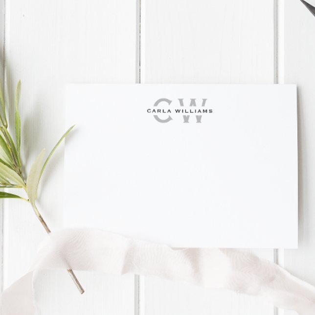 Split Monogram elegant formal note from gray Card (Creator Uploaded)