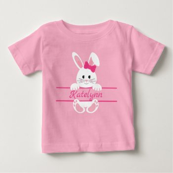 Split Monogram Girl Easter Bunny Baby T-shirt by theburlapfrog at Zazzle