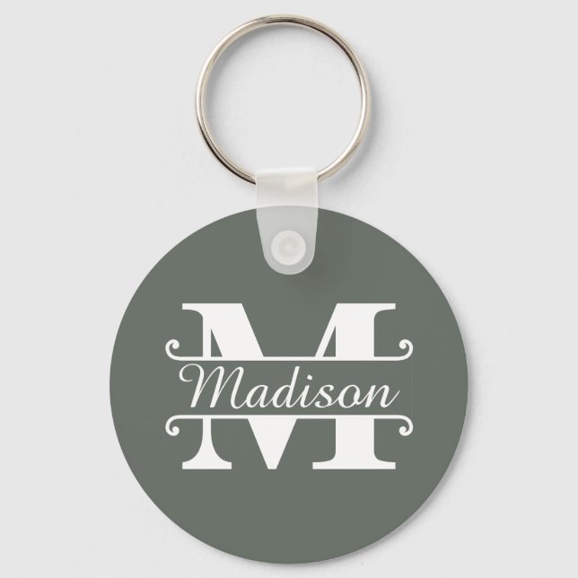Split Monogram Letter name sign Keychain (Front)