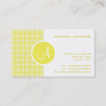 Split Monogram - Yellow Business Card by fireflidesigns at Zazzle
