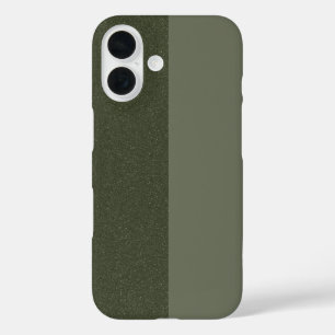 Split Moss Green iPhone 16 Case – Matte & Glitter