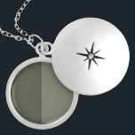 Split Moss Green Locket Necklace – Custom<br><div class="desc">A necklace for duality, presence, and quiet meaning — this split-design locket features a vertical division between textured moss green enamel and smooth matte moss green. Hidden beneath a silver star-engraved cover with a crystal accent, this design embodies both contrast and cohesion. It's an elegant statement of memory, identity, or...</div>