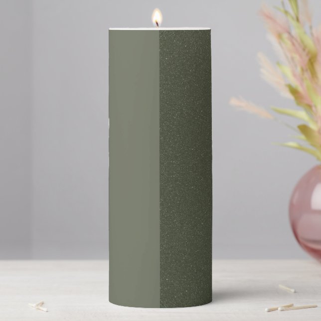 Split Moss Green Pillar Candle – Customizable (In Situ)
