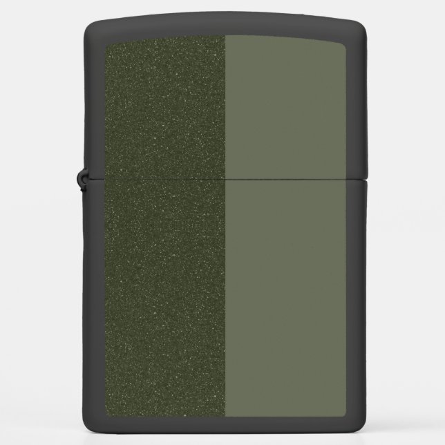 Split Moss Green Zippo Lighter – Customizable (Front)