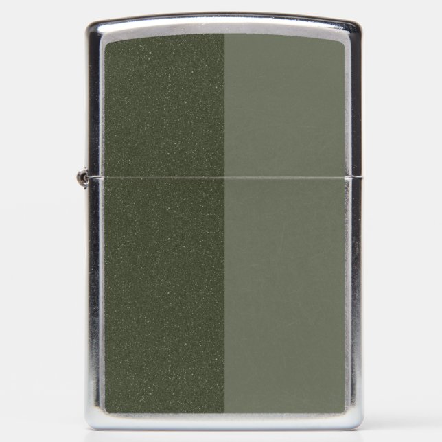 Split Moss Green Zippo Lighter – Customizable (Front)