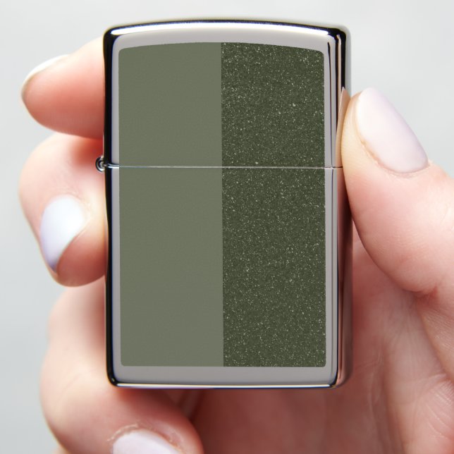 Split Moss Green Zippo Lighter – Customizable (In Hand)