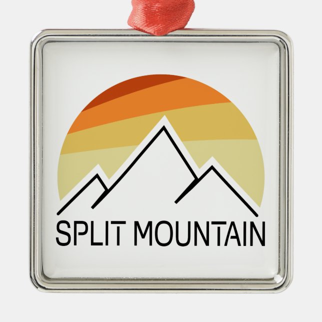 Split Mountain California Retro Metal Ornament (Front)