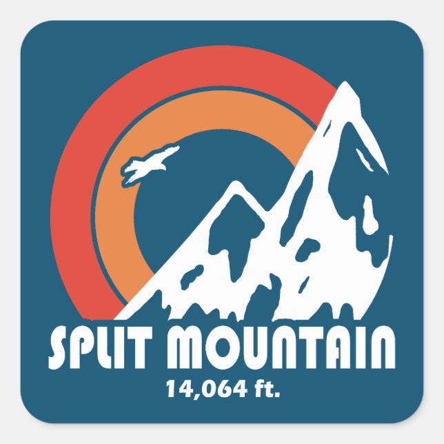 Split Mountain California Sun Eagle Square Sticker (Front)