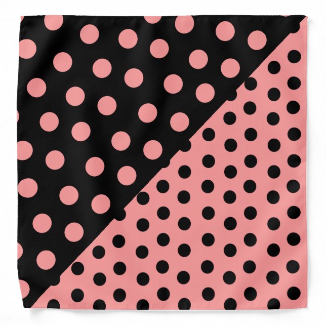 Split Personality Polka Dots - Pink+Black Bandana (Front)