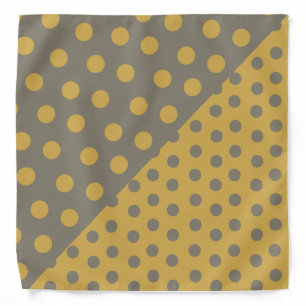 Split Personality Polka Dots - Yellow+Gray Bandana