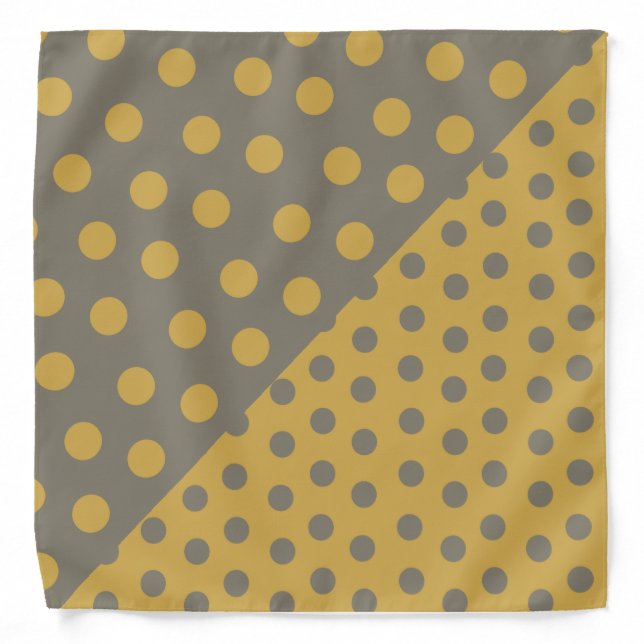 Split Personality Polka Dots - Yellow+Gray Bandana (Front)