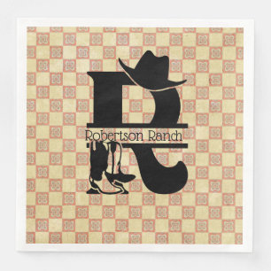 Split 'R' Cowboy Monogram Paper Dinner Napkins