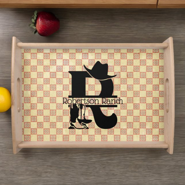 Split 'R' Cowboy Monogram Serving Tray (Creator Uploaded)