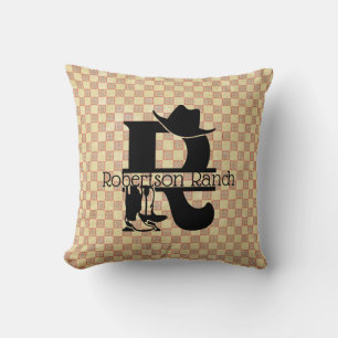 Split 'R' Cowboy Monogram Throw Pillow