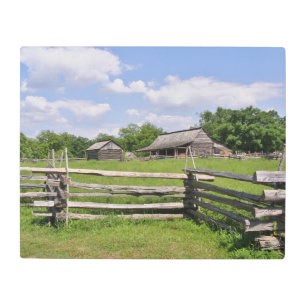 Split Rail Fence and Barn Metal Print