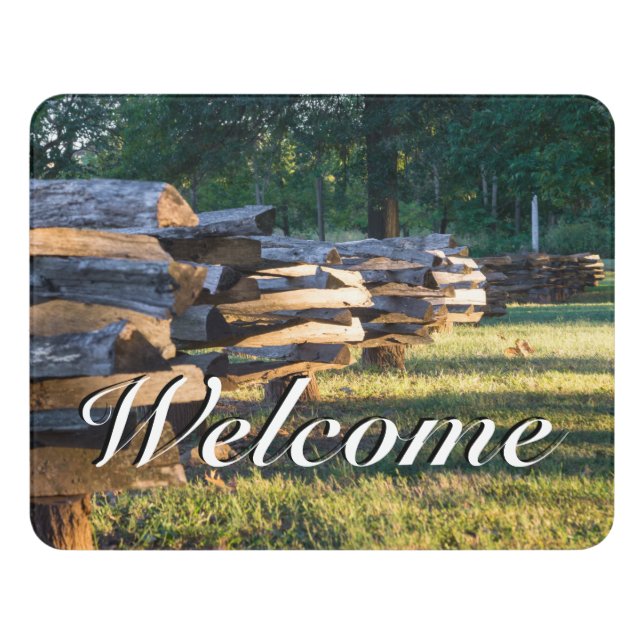 Split Rail Fence Welcome Door Sign (Contemporary Front)