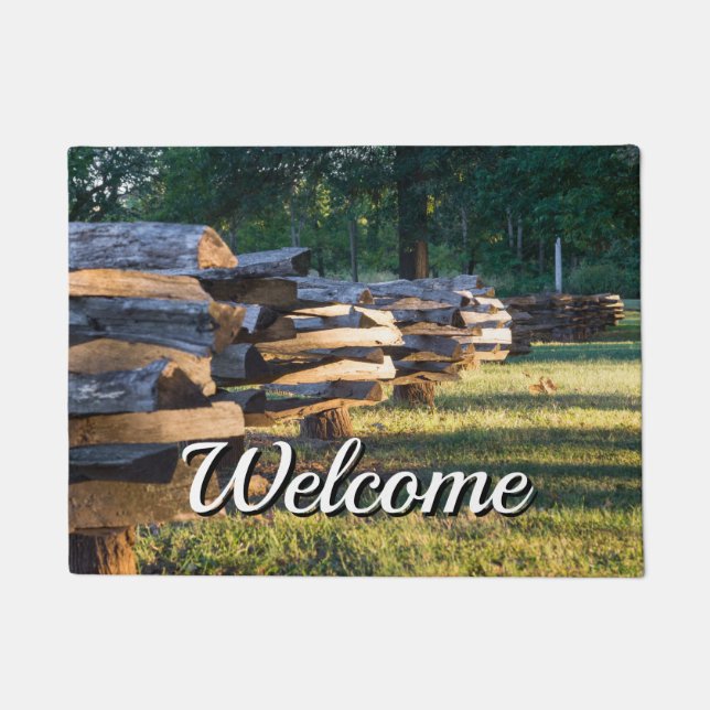 Split Rail Fence Welcome Doormat (Front)