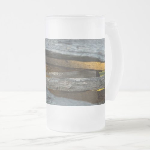 Split Rail Texture Frosted Glass Beer Mug