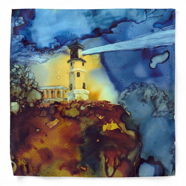 Split Rock Lighthouse At Night Bandana (Front)