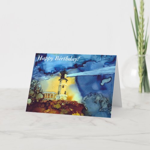 Split Rock Lighthouse At Night Card