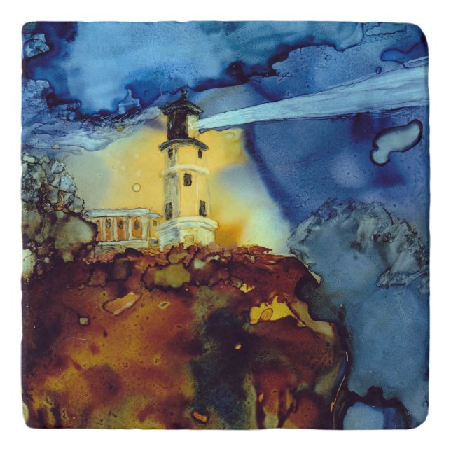 Split Rock Lighthouse At Night Trivet (Front)