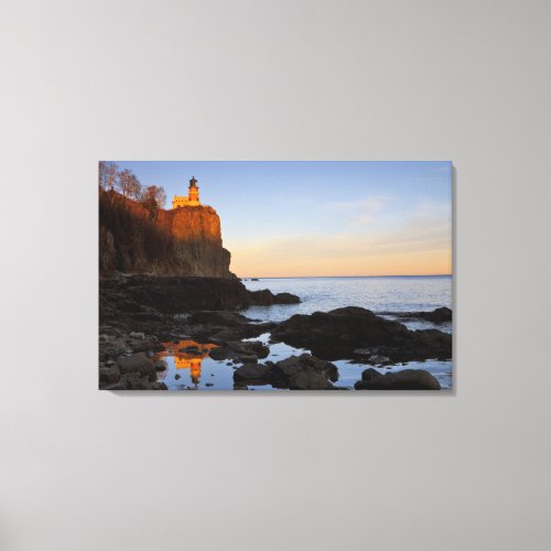 Split Rock Lighthouse at sunset near Two Canvas Print