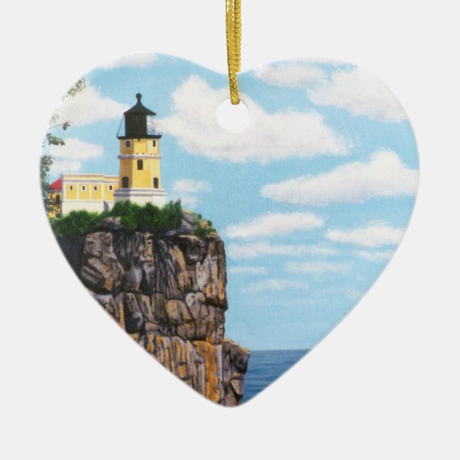 Split Rock Lighthouse Ceramic Ornament (Front)
