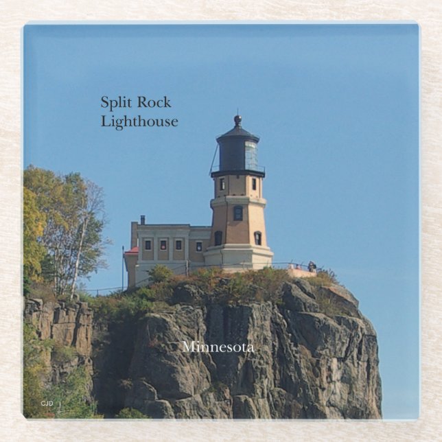 Split Rock Lighthouse from beach glass coasters (Front)