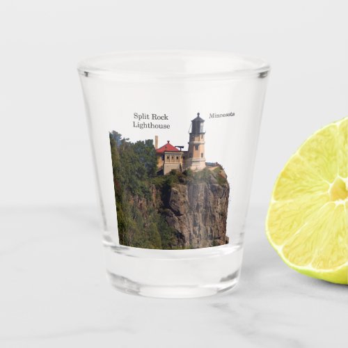 Split Rock Lighthouse from beach shot glass