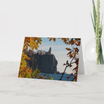 Split Rock Lighthouse In Fall Card by lighthouseenthusiast at Zazzle