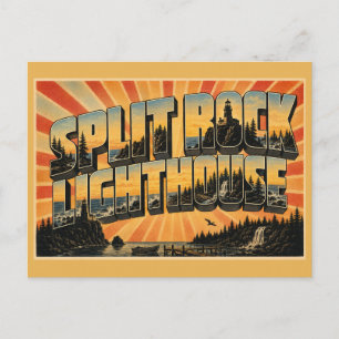 Split Rock Lighthouse MN Vintage Travel Art Postcard