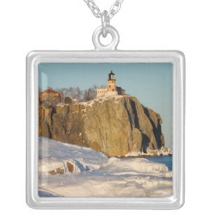 Split Rock Lighthouse State Park on Lake Silver Plated Necklace