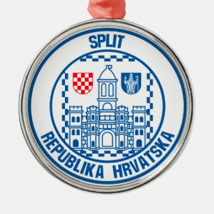 Split Round Emblem Metal Ornament