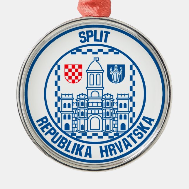 Split Round Emblem Metal Ornament (Front)