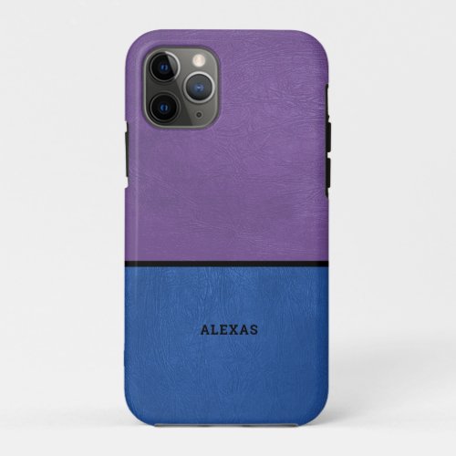 Split screen light_gray and purple faux leather iPhone 11 pro case