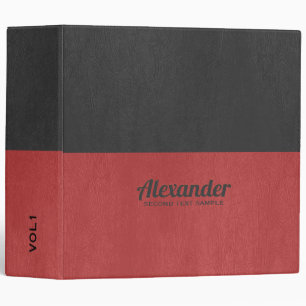 Split-screen red and gray faux leather 3 ring binder