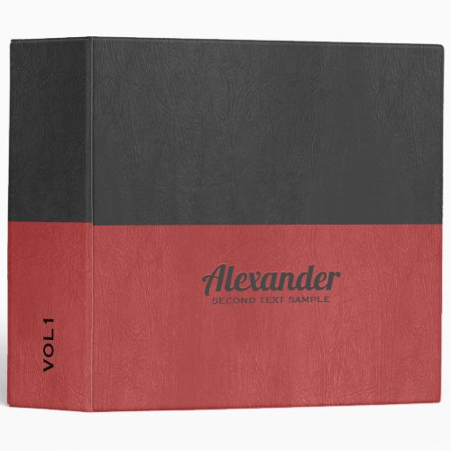 Split_screen red and gray faux leather 3 ring binder