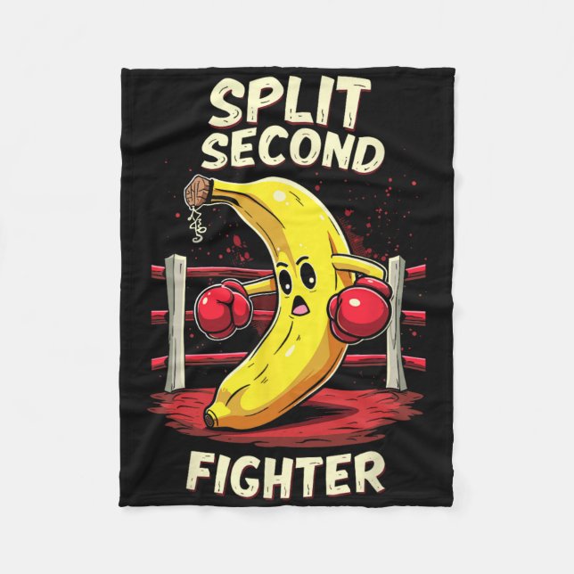 Split Second Fighter Muay Thai Mma Boxing Banana  Fleece Blanket (Front)