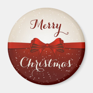 Split Snow and Red Ribbon Magnet