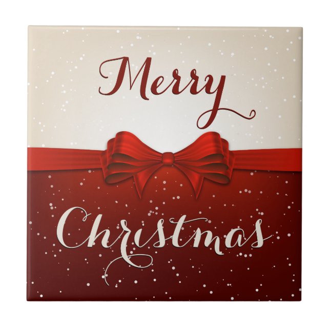 Split Snow and Red Ribbon Tile (Front)