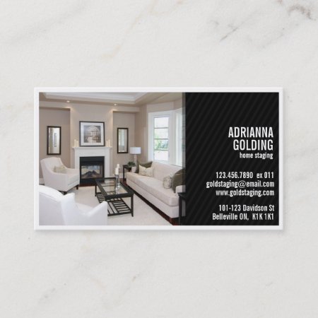 Split Staging With Photo - Black Business Card
