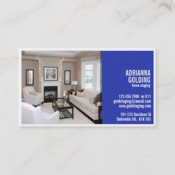 Split Staging With Photo - Blue Business Card by fireflidesigns at Zazzle