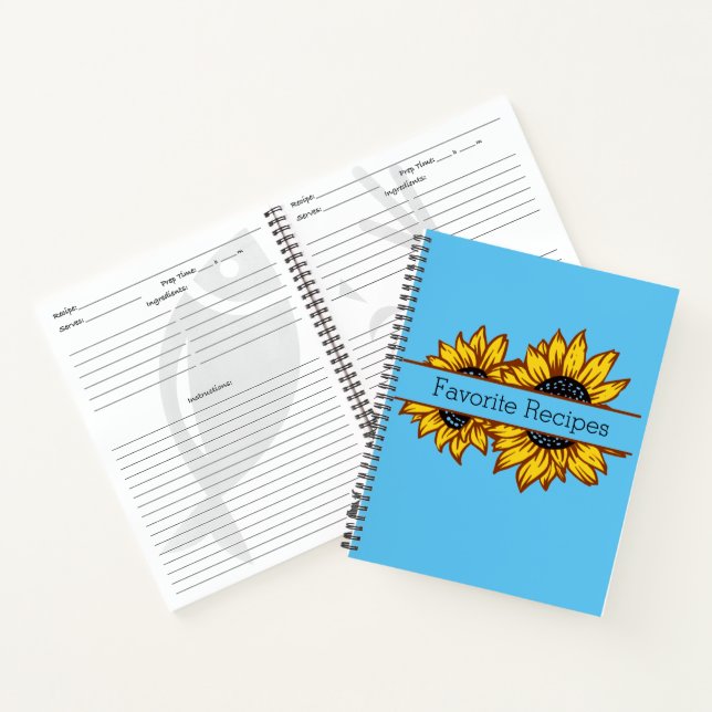 Split Sunflower Favorite Recipes Notebook (Inside)