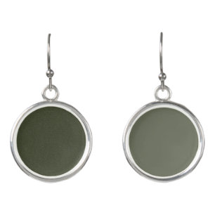 Split-Texture Moss Green Circle Earrings Custom