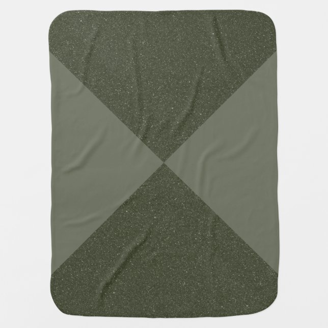 Split Tone Modern Baby Blanket – Moss Green X (Front)