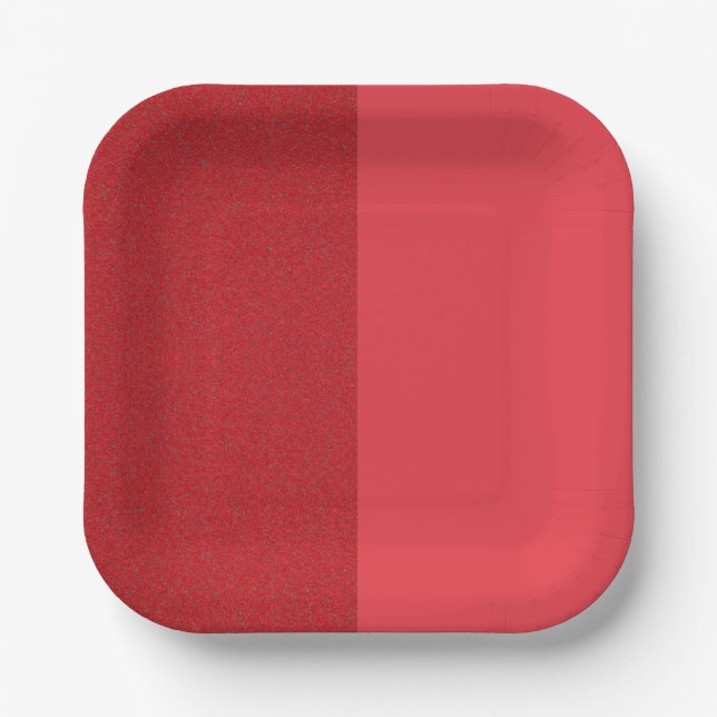 Split-Tone Tomato Red Paper Plate – Customizable (Front)