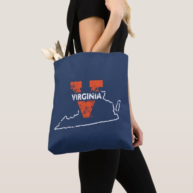 Split V Virginia State Love Tote Bag (Close Up)