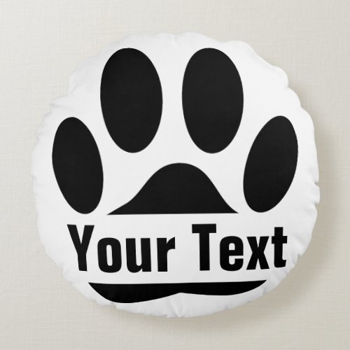 Spllit Frame Dog Pawprint With Custom Text Round Pillow