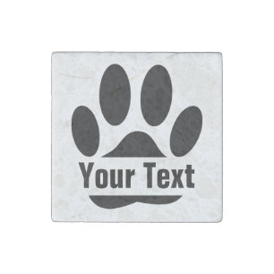 Spllit Frame Dog Pawprint With Custom Text Stone Magnet