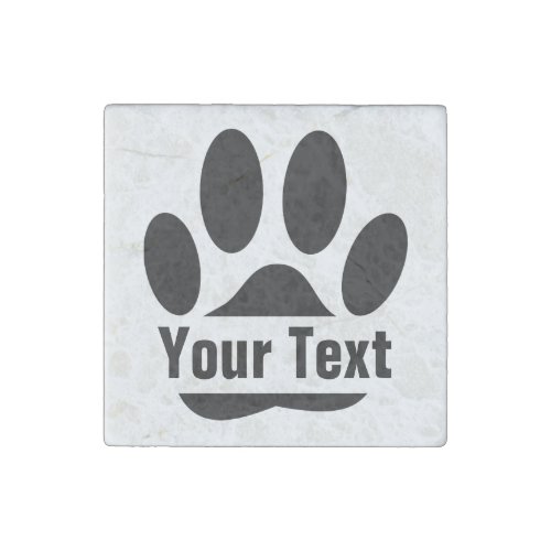 Spllit Frame Dog Pawprint With Custom Text Stone Magnet